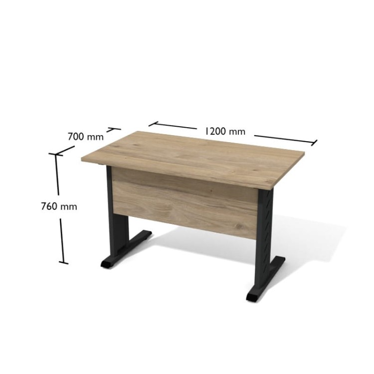 Biurko na nogach w kształcie litery L w kolorze grafitowym 1200x700 - Blat Dąb Coastland Bts2 Antrax z darmową dostawą