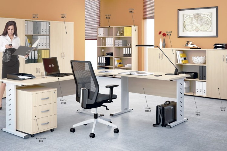 Wizualizacja biurka Alfatech z wyposażeniem biura.jpg