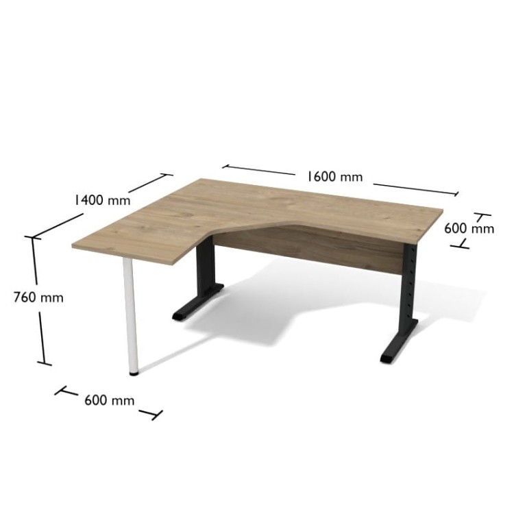Biurko narożne 1600/600 x 1400/600 Dąb Coastland/Grafit (Opentech) z darmową dostawą