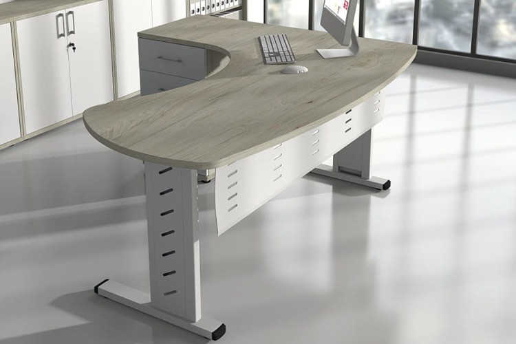 Wizualizacja biurka z serii BFM Antrax kolor stelaża Alu