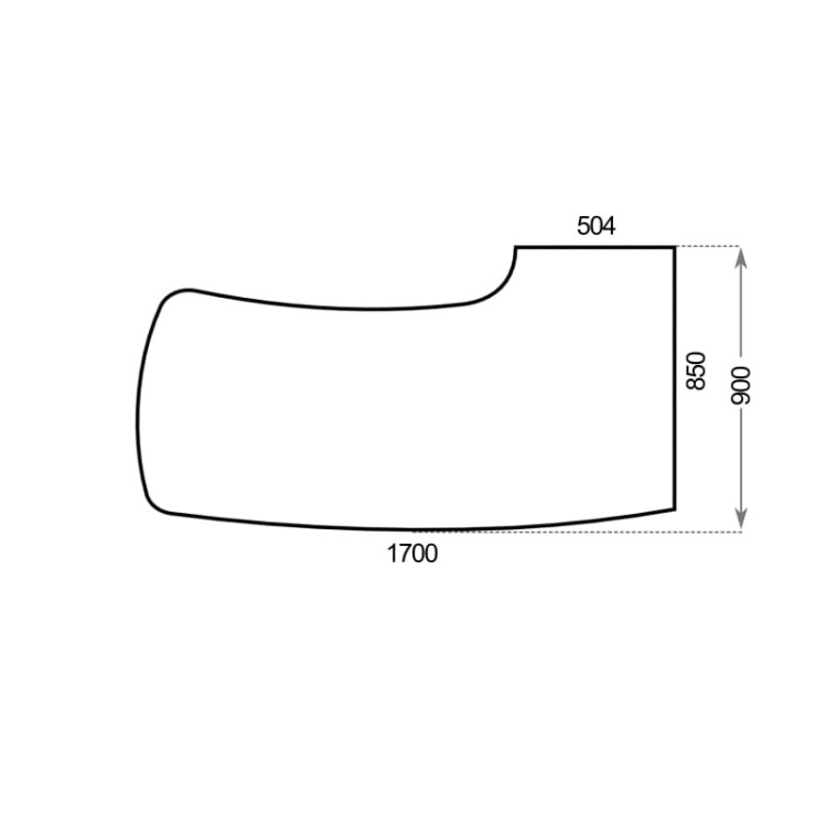 Rysunek wymiaru blatu Bfm7