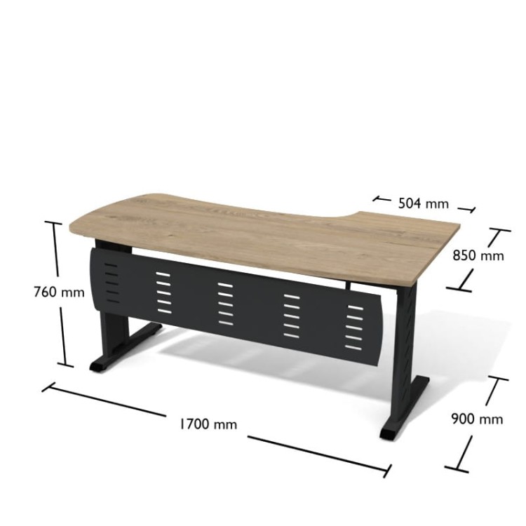 Biurko kątowe 1700/504 x 900/850 x 760h Dąb Coastland/Grafit (Signat) z darmowa dostawą
