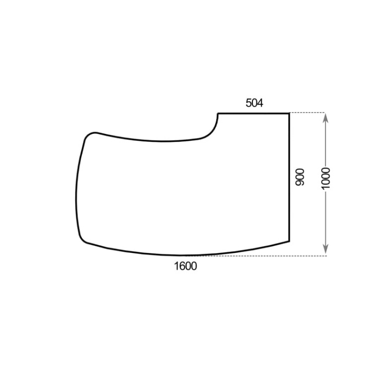 Rysunek wymiaru blatu Btm1