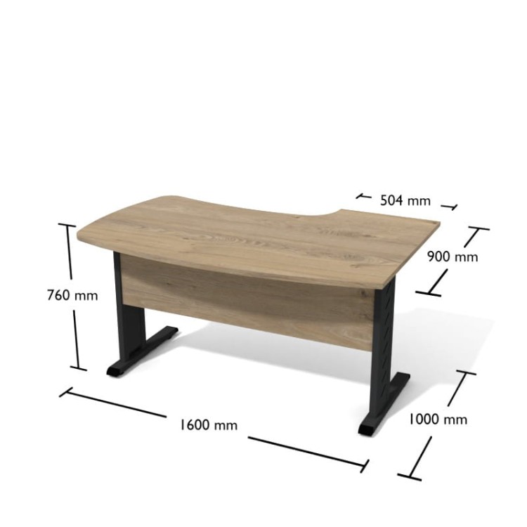 Biurko kątowe z łączyna z płyty 1600/504 x 1000/900 Dąb Coastland/Grafit (Signat) z darmową dostawą