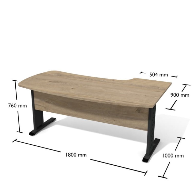 Biurko kątowe z łączyna z płyty 1800/504 x 1000/900 Dąb Coastland/Grafit (Signat) z darmową dostawą