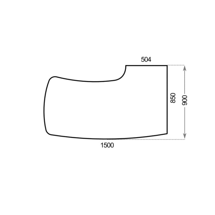 Rysunek wymiaru blatu Btm5