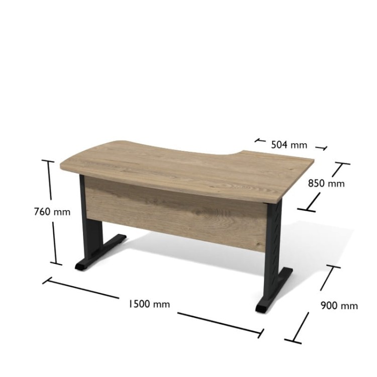 Biurko kątowe z łączyna z płyty 1500/504 x 1000/900 Dąb Coastland/Grafit (Signat) z darmową dostawą