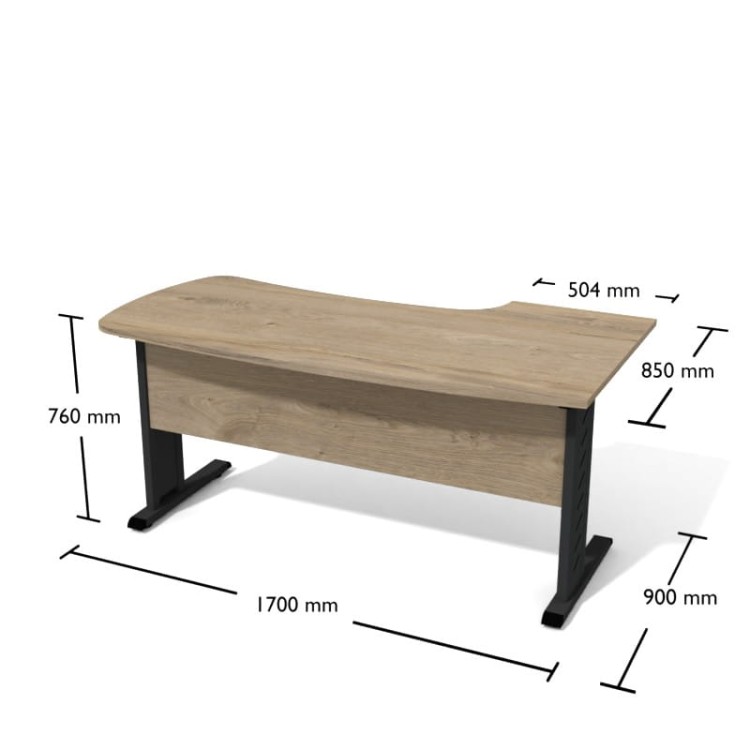 Biurko kątowe z łączyna z płyty 1700/504 x 1000/900 Dąb Coastland/Grafit (Signat) z darmową dostawą