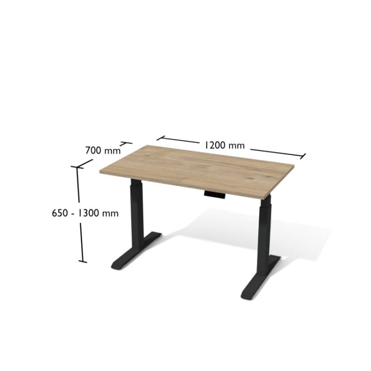 Biurko elektryczne z regulacją wysokości 1200 x 700 x 650–1300h Dąb Coastland z darmową dostawą