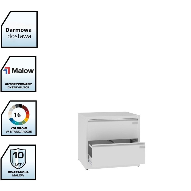 Szafa kartotekowa A4 SZK 102 – metalowa, 2 szuflady, 2 rzędy, Malow z darmową dostawą