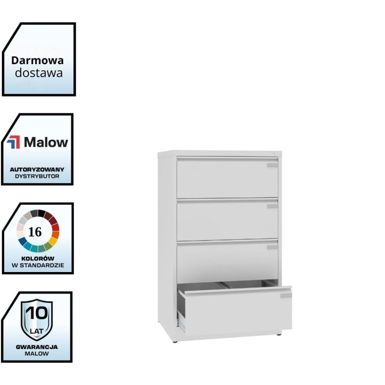 Szafa kartotekowa A4 SZK 302 – metalowa, 4 szuflady, 2 rzędy, Malow z darmową dostawą