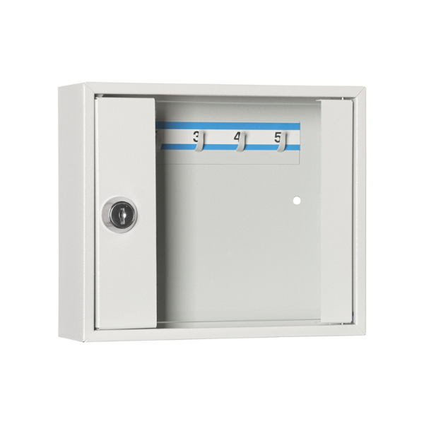 Zamknięta szafka na klucze SK 5/S popielata RAL 7035 Leomar – przeszklona na 5 kluczy