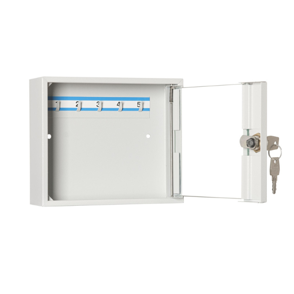 Otwarta szafka na klucze SK 5/S popielata RAL 7035 Leomar – przeszklona na 5 kluczy