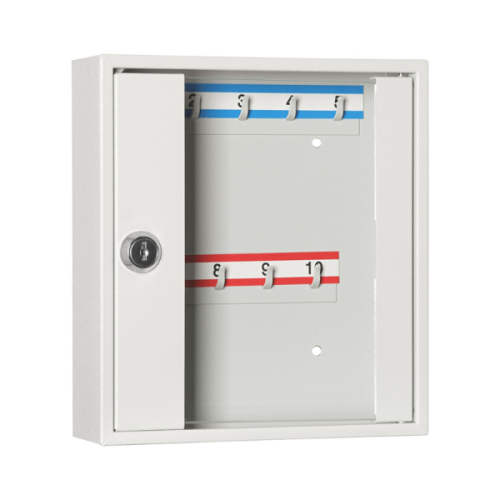 Zamknięta szafka na klucze SK 10/S popielata RAL 7035 Leomar – przeszklona na 10 kluczy