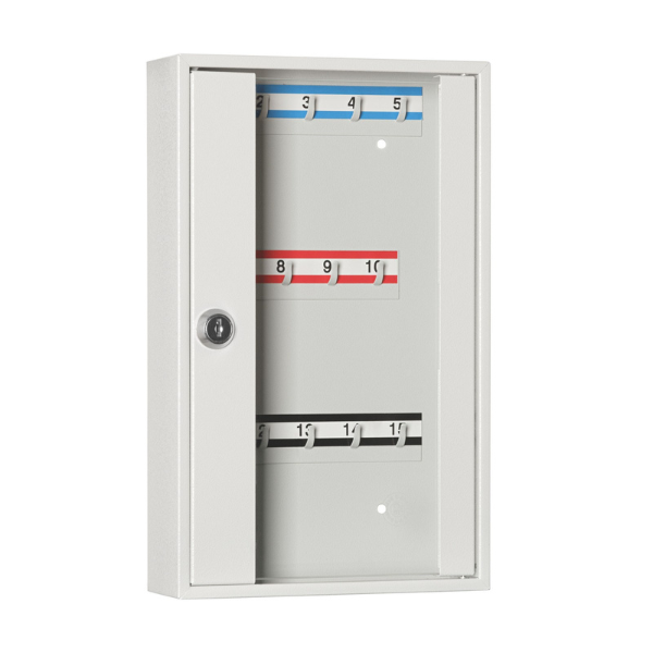 Zamknięta szafka na klucze SK 15/S popielata RAL 7035 Leomar – przeszklona na 15 kluczy