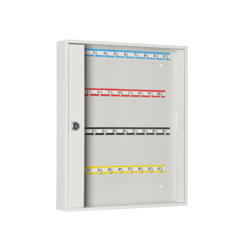 Zamknięta szafka na klucze SK 40/S popielata RAL 7035 Leomar – przeszklona na 40 kluczy