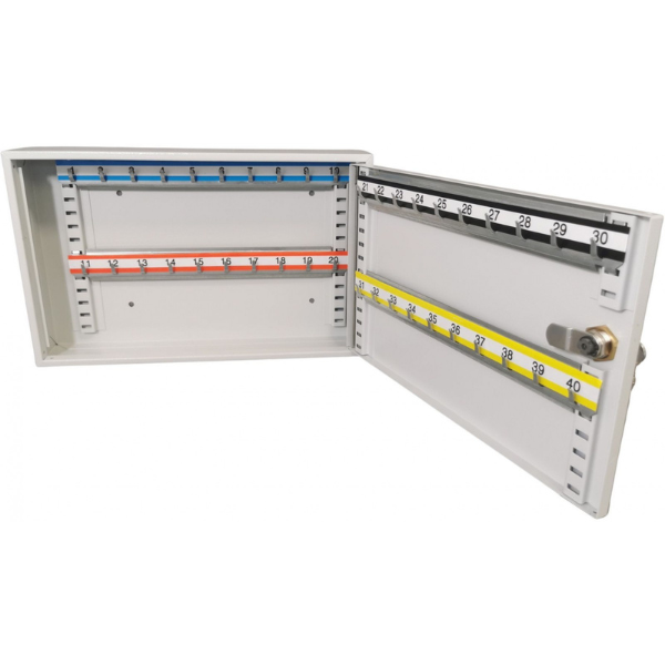 Otwarta szafka na klucze SKR 40 popielata RAL 7035 Leomar – regulowana 40 kluczy