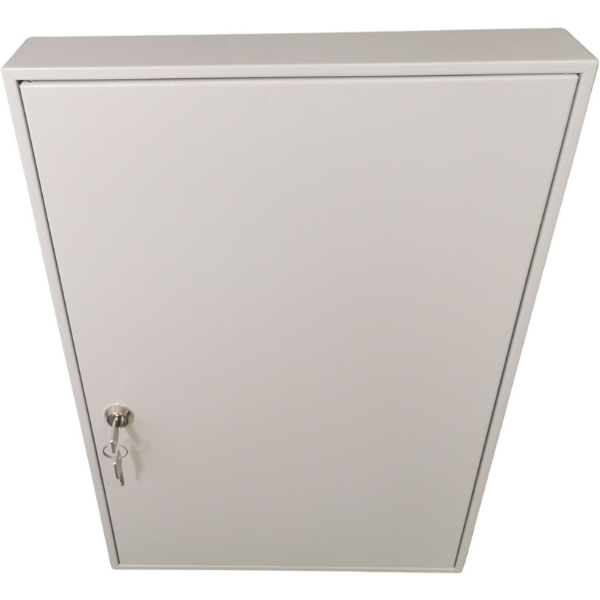 Zamknięta metalowa szafka na klucze SKR 100 popielata RAL 7035 Leomar – regulowana 100 klucz