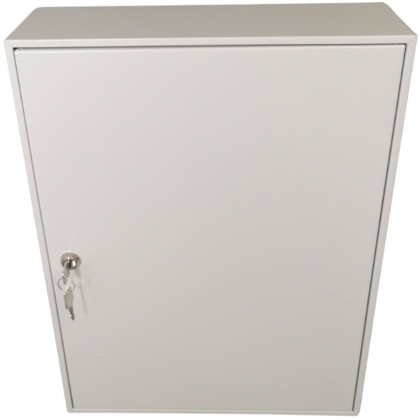 Zamknięta metalowa szafka na klucze SKR 200 popielata RAL 7035 Leomar – regulowana 200 kluczy