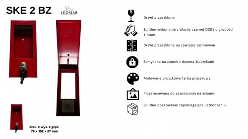 Cechy charakterystyczmne czerwonej szafki metalowej na klucz ewakuacyjny SKE-2BZ.jpg