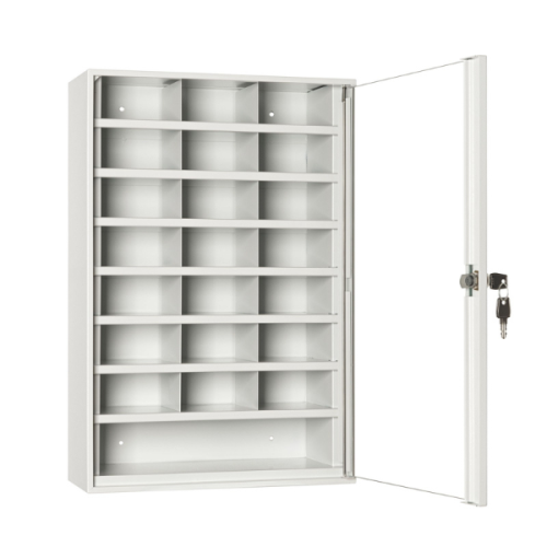 Otwarta szafka przegródkowa SP 22/S popielata przeszklona RAL 7035 Leomar