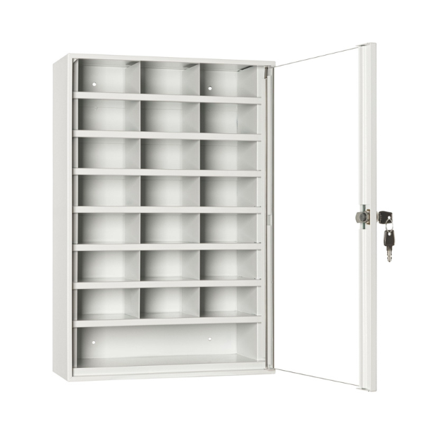 Otwarta szafka przegródkowa SP 22/S popielata przeszklona RAL 7035 Leomar