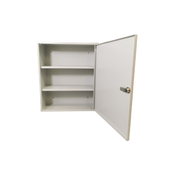 Otwarta apteczka metalowa AP2 popielata RAL 7035 Leomar – 2 półki