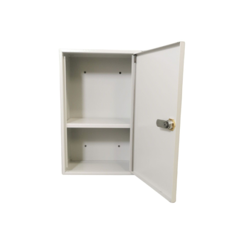 Otwarta metalowa apteczka AP1 popielata RAL 7035 Leomar