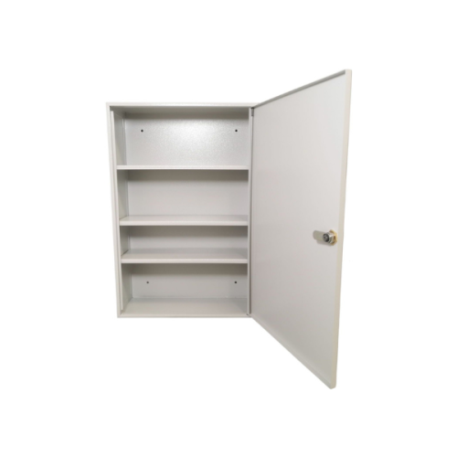 Otwarta apteczka metalowa AP3 popielata RAL 7035 Leomar – 3 półki