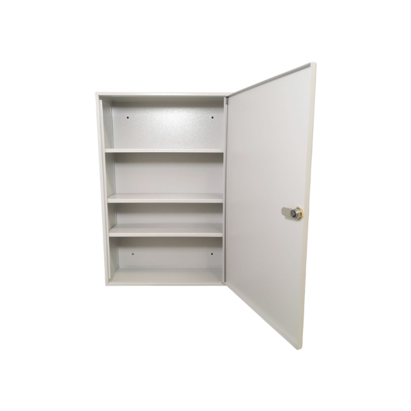 Otwarta apteczka metalowa AP3 popielata RAL 7035 Leomar – 3 półki