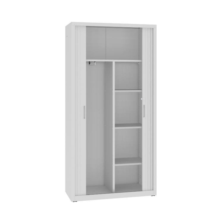 Otwarta szafa aktowa metalowa żaluzjowa SBM 218 M LX Malow – szafa na segregatory z miejscem na ubrania / 65 segregatorów