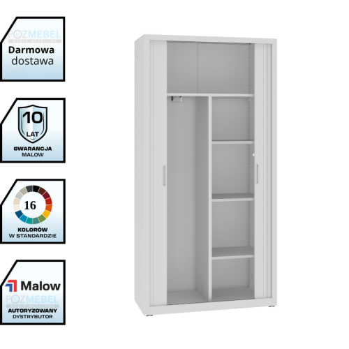 Szafa aktowa metalowa żaluzjowa SBM 218 M LX Malow – szafa na segregatory z miejscem na ubrania / 65 segregatorów z darmową dostawa