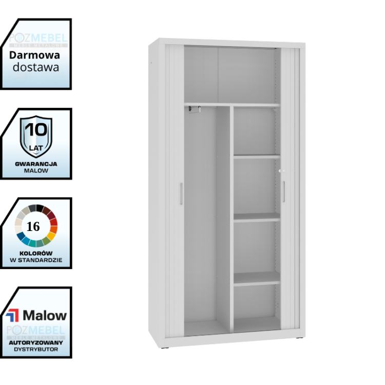 Szafa aktowa metalowa żaluzjowa SBM 218 M LX Malow – szafa na segregatory z miejscem na ubrania / 65 segregatorów z darmową dostawa