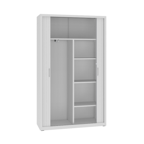 Otwarta szafa aktowa metalowa żaluzjowa SBM 219 M LX Malow – duża szafa na segregatory z miejscem na ubrania / 80 segregatorów