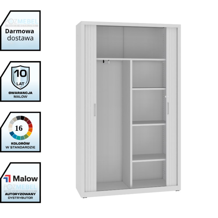 Szafa aktowa metalowa żaluzjowa SBM 219 M LX Malow – duża szafa na segregatory z miejscem na ubrania / 80 segregatorów  z darmową dostawą