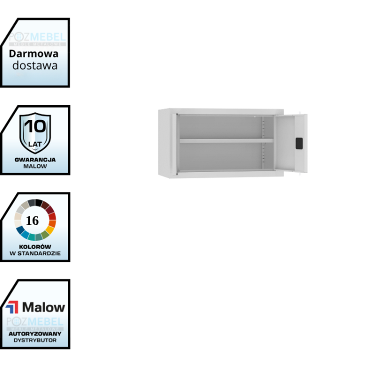 Niska nadstawka metalowa z drzwiami skrzydłowymi SBM 402 M LX Malow – do szaf 80 cm