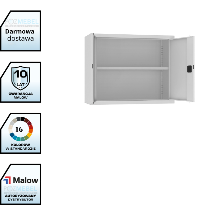 Wysoka nadstawka metalowa z drzwiami skrzydłowymi SBM 803 M LX Malow – do szaf 100 cm / 26 segregatorów
