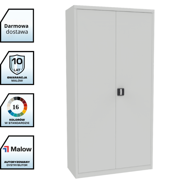 Metalowa szafa aktowa z drzwiami chowanymi SBM 210 Malow – szafa na segregatory 65 segregatorów