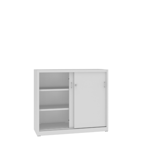 Otwarta metalowa szafa aktowa z drzwiami przesuwnymi SBM 110 Malow – szeroka szafa na segregatory 120 cm / 32 segregatory