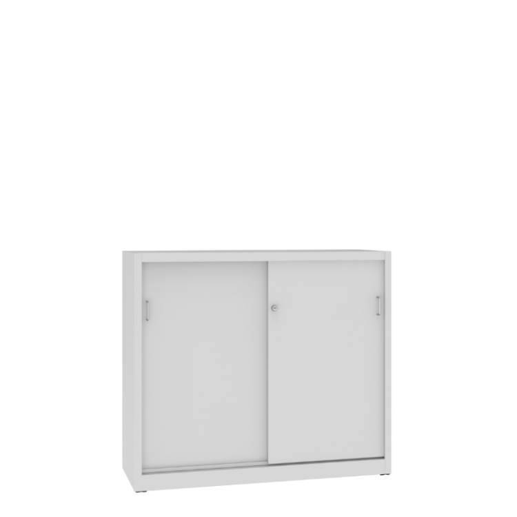 Zamknięta metalowa szafa aktowa z drzwiami przesuwnymi SBM 110 Malow – szeroka szafa na segregatory 120 cm / 32 segregatory