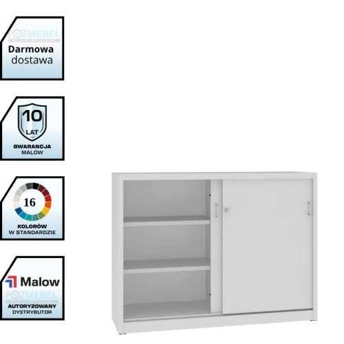 Metalowa szafa aktowa z drzwiami przesuwnymi SBM 111 Malow – duża szafa na segregatory 140 cm / 38 segregatorów