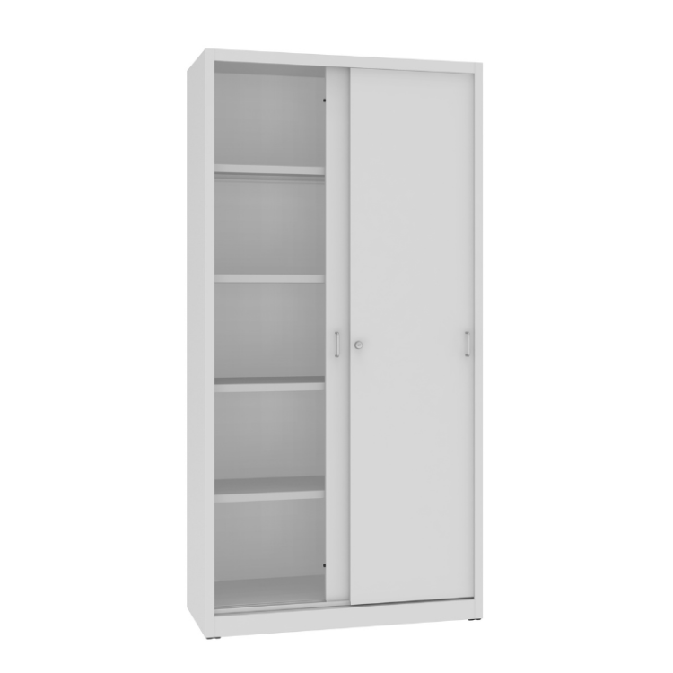 Otwarta metalowa szafa aktowa z drzwiami przesuwnymi SBM 222 Malow – wysoka szafa na segregatory 100 cm / 65 segregatorów