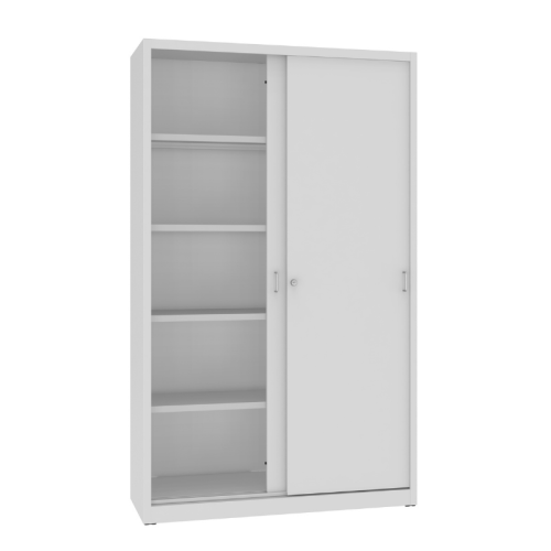 Otwarta metalowa szafa aktowa z drzwiami przesuwnymi SBM 220 Malow – szeroka wysoka szafa na segregatory 120 cm / 80 segregatorów