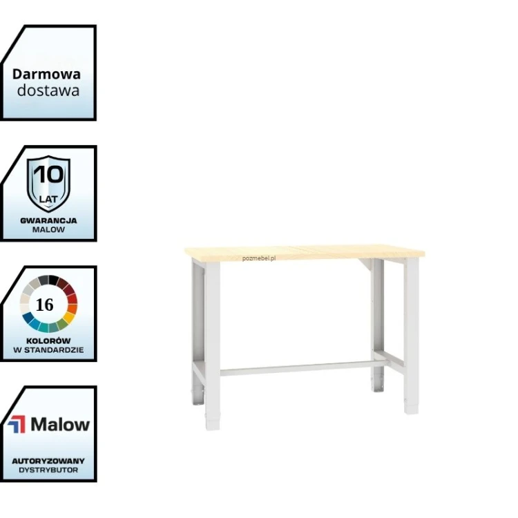 Stół roboczy SWT 12/1 1220x620 mm Malow – metalowy stół warsztatowy bez zabudowy z darmową dostawą