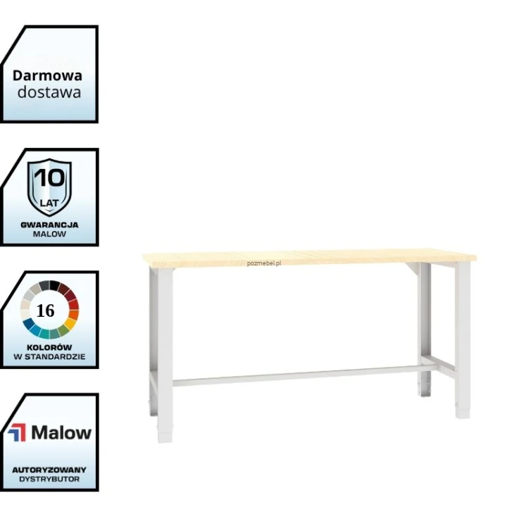 Stół roboczy SWT 17/1 1765x620 mm Malow – duży stół warsztatowy bez zabudowy z darmową dostawą