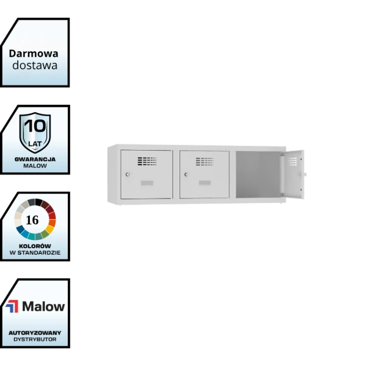 Nadstawka do szaf socjalnych 120 cm szer. NSUM 430 Malow – 3-komorowa z darmową dostawą