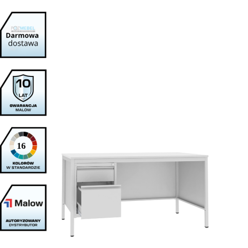 Biurko lekarskie BIM 022 st 740x1600x800 mm z kontenerkiem i szufladą na teczki A4 Malow z darmową dostawą