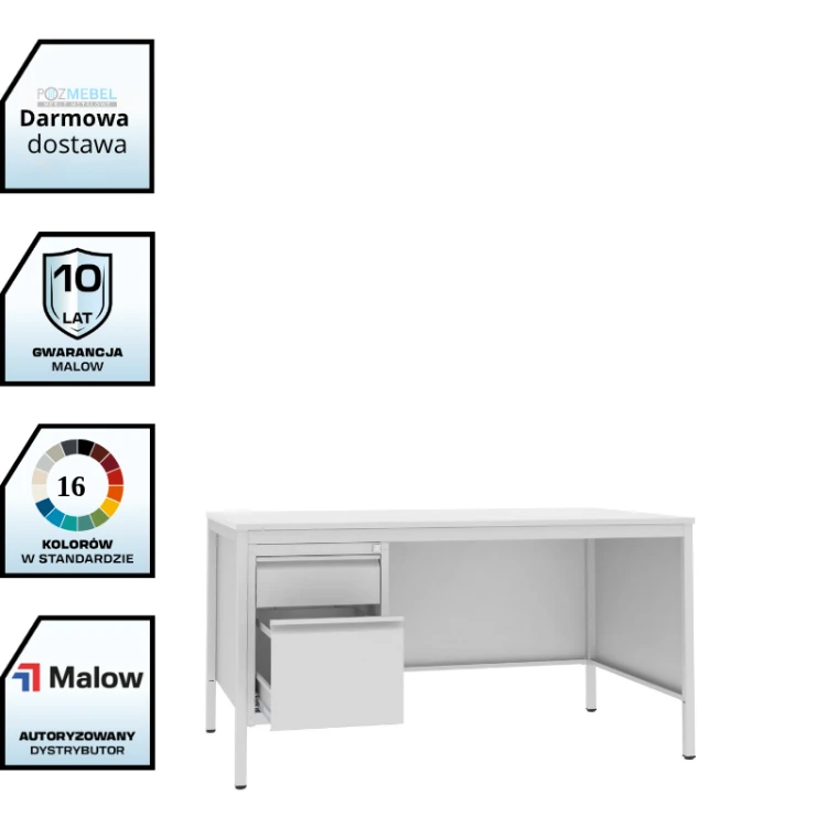 Biurko lekarskie BIM 022 st 740x1600x800 mm z kontenerkiem i szufladą na teczki A4 Malow z darmową dostawą