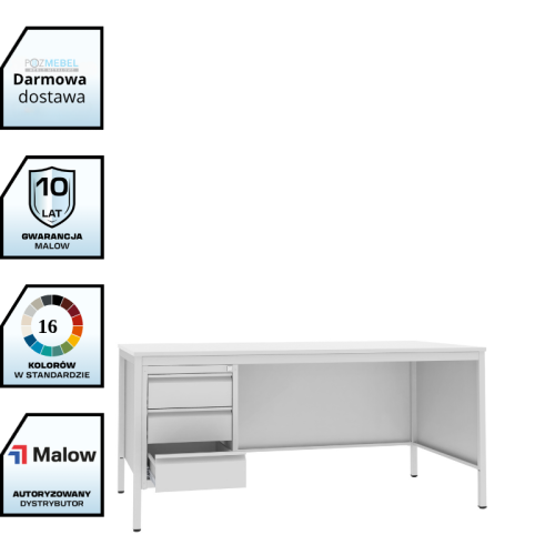 Biurko lekarskie BIM 031 st 740x1400x800 mm Malow z kontenerkiem 3 szuflady RODO z darmową dostawą