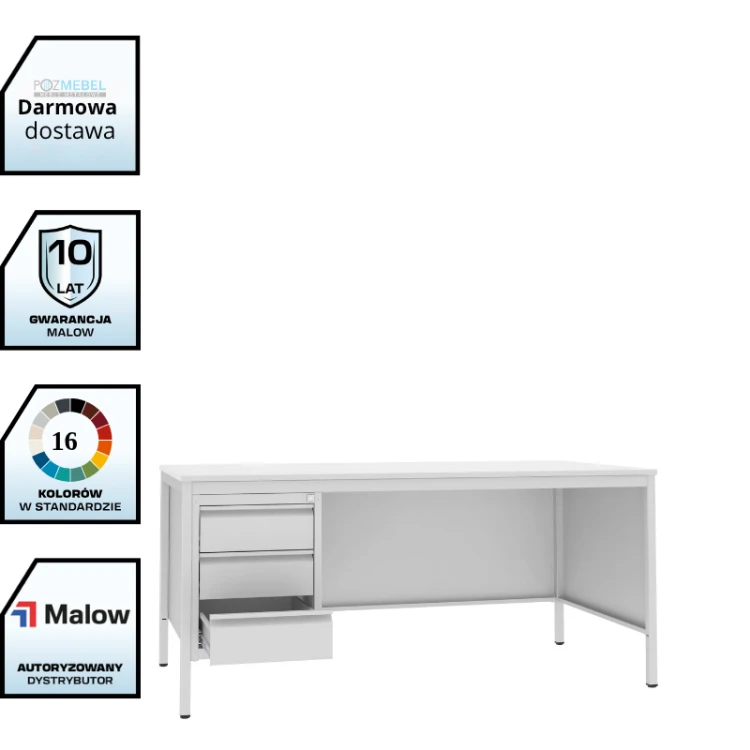 Biurko lekarskie BIM 031 st 740x1400x800 mm Malow z kontenerkiem 3 szuflady RODO z darmową dostawą